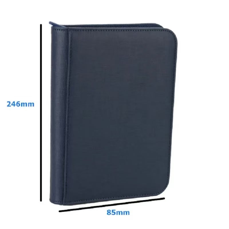 PU Leather 160 Pockets Cards Side Loading Binder TCG Game Zipper Card Album With 4 Sealed Fixed Pockets Pages For MG/PKM/FOW/YGO