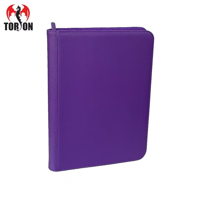 PU Leather 160 Pockets Cards Side Loading Binder TCG Game Zipper Card Album With 4 Sealed Fixed Pockets Pages For MG/PKM/FOW/YGO