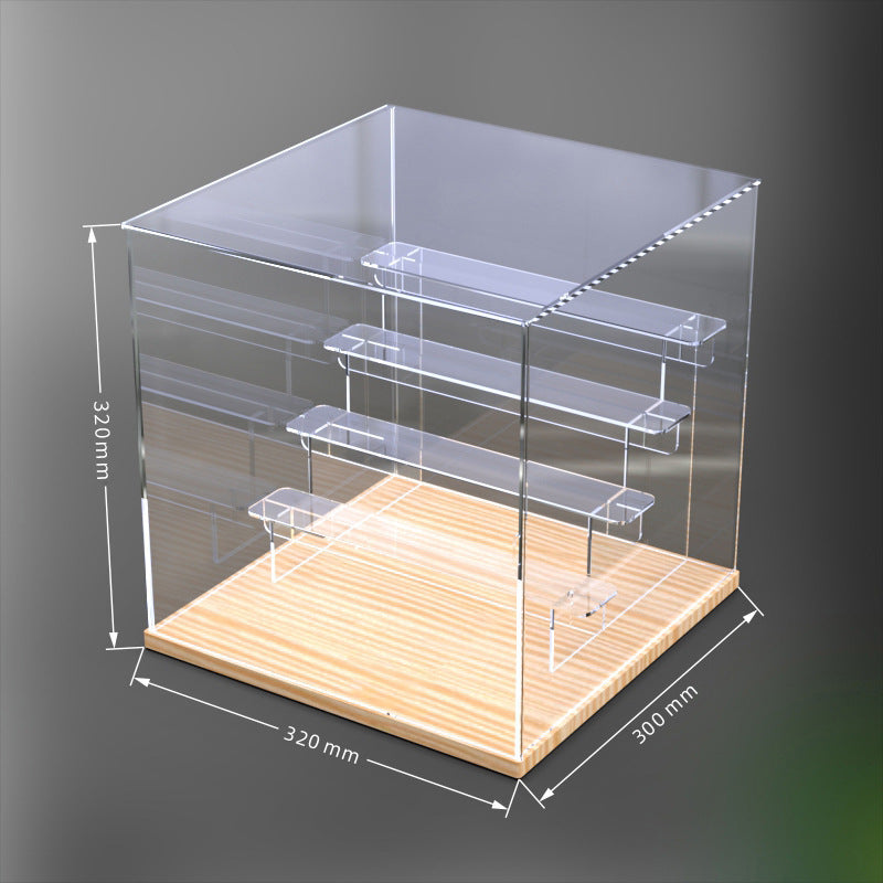 Solid Wood Blind Box Storage Display Rack Bubble Mart Molly Blind Box Ladder Storage Box Acrylic Transparent Display