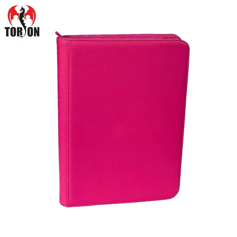 PU Leather 160 Pockets Cards Side Loading Binder TCG Game Zipper Card Album With 4 Sealed Fixed Pockets Pages For MG/PKM/FOW/YGO